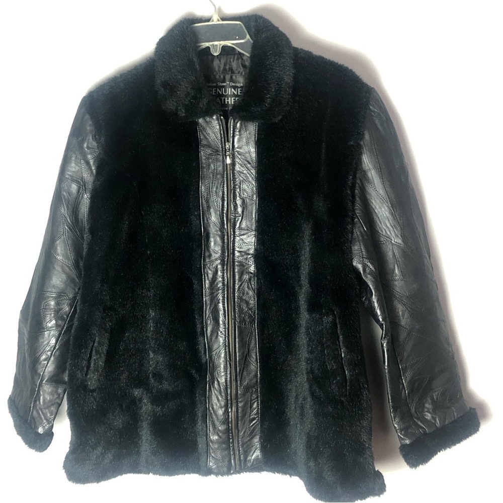 Black Leather Jacket and Faux Fur Coat Sz XXL